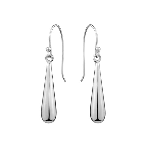 Sterling Silver Polished Elongated Teardrop Drop Earrings