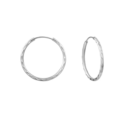 Sterling Silver Diamond Cut Endless Hoops