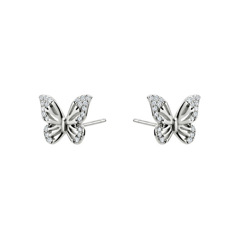 Sterling Silver Cubic Zirconia Butterfly Studs