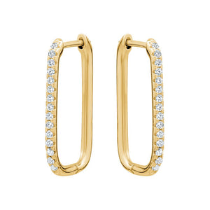 Sterling Silver 18K Gold Plated Cubic Zirconia Oblong Hoops