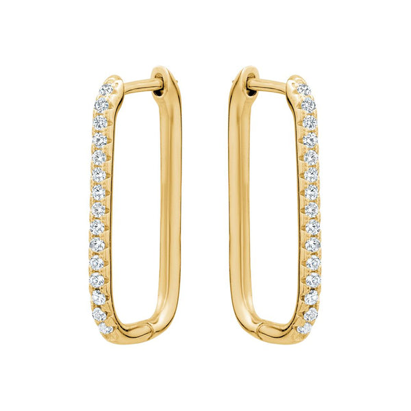Sterling Silver 18K Gold Plated Cubic Zirconia Oblong Hoops