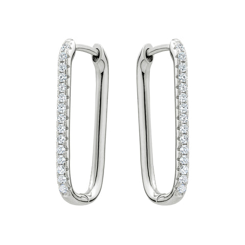 Sterling Silver Cubic Zirconia Oblong Hoops