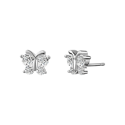 Sterling Silver Cubic Zirconia Butterfly Studs