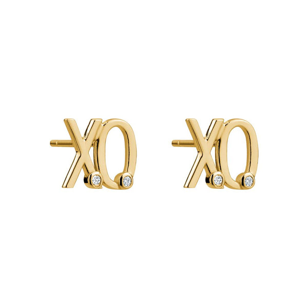 Sterling Silver 18K Gold Plated XO Cubic Zirconia Studs