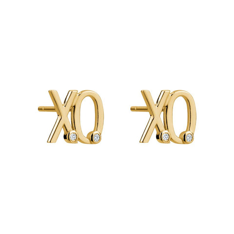 Sterling Silver 18K Gold Plated XO Cubic Zirconia Studs