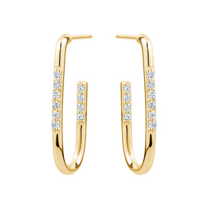 Sterling Silver 18K Gold Plated In and Out Cubic Zirconia Demi Hoops