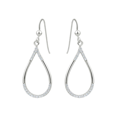 Sterling Silver Cubic Zirconia Teardrop Drop Earrings