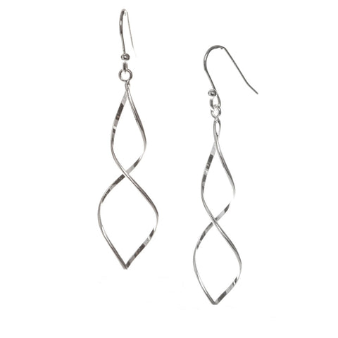 Sterling Silver Open Twist Drop Earrings