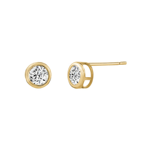 Yellow Gold Cubic Zirconia Bezel Studs