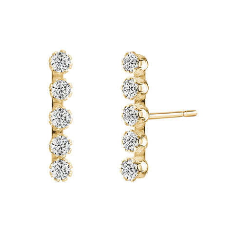 Yellow Gold Cubic Zirconia Bar Earrings