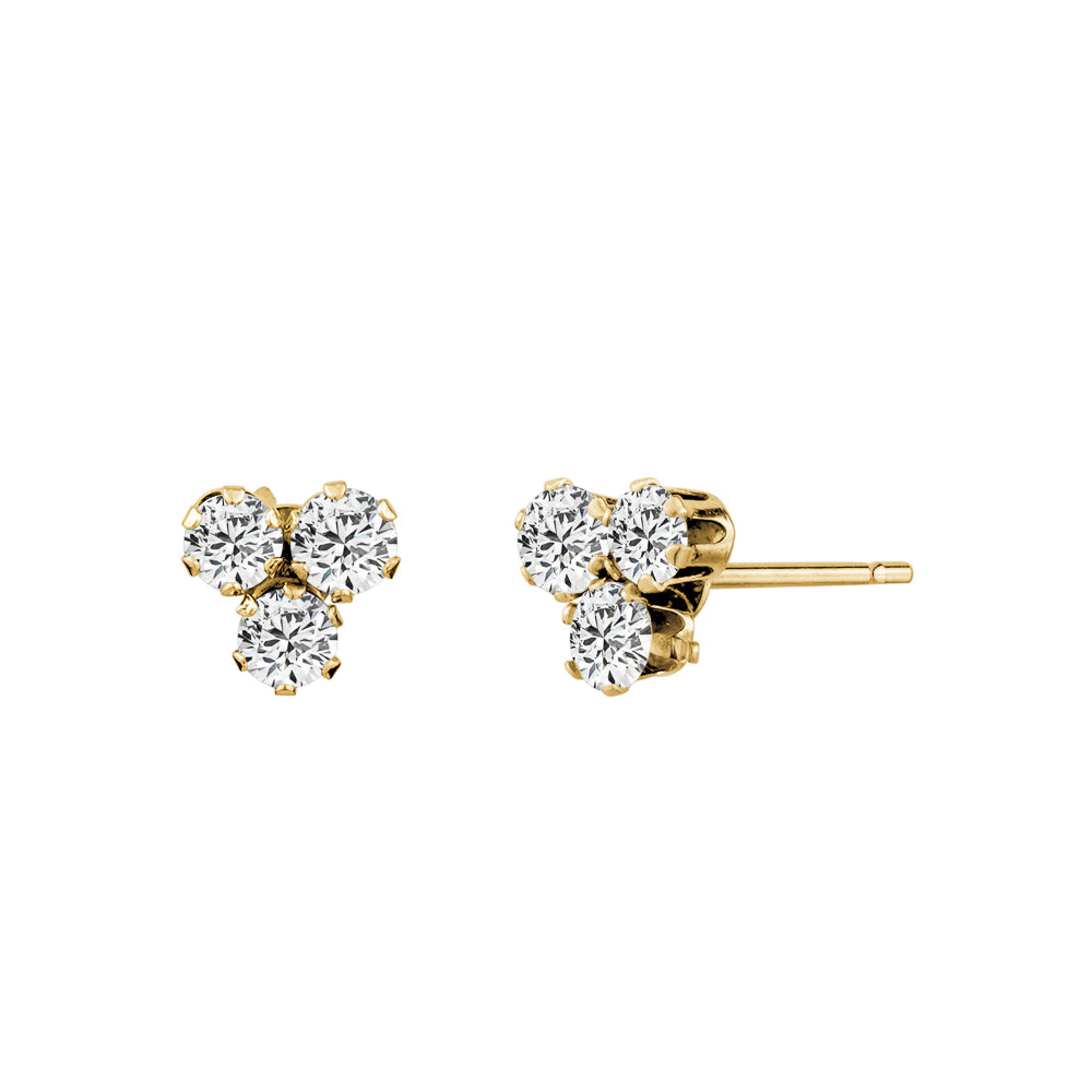 Yellow Gold Cubic Zirconia Cluster Studs