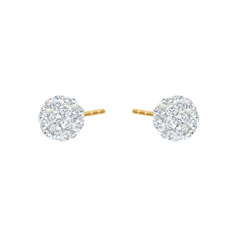 Yellow Gold Crystal Ball Studs