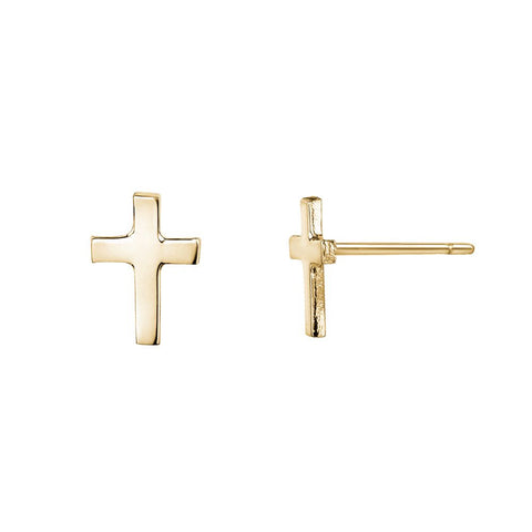 Yellow Gold Cross Studs