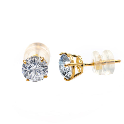 Yellow Gold Cubic Zirconia Round Studs