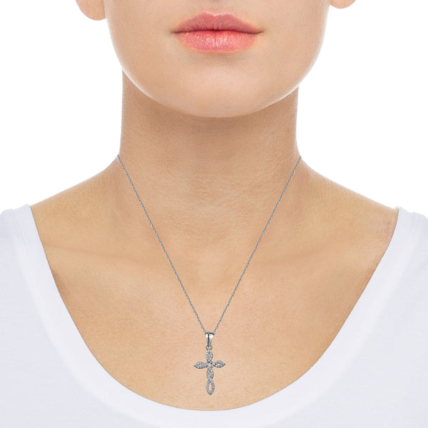 Sterling Silver Cubic Zirconia Twisted Cross Pendant