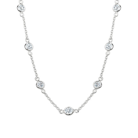 Sterling Silver Bezel Cubic Zirconia Station Necklace