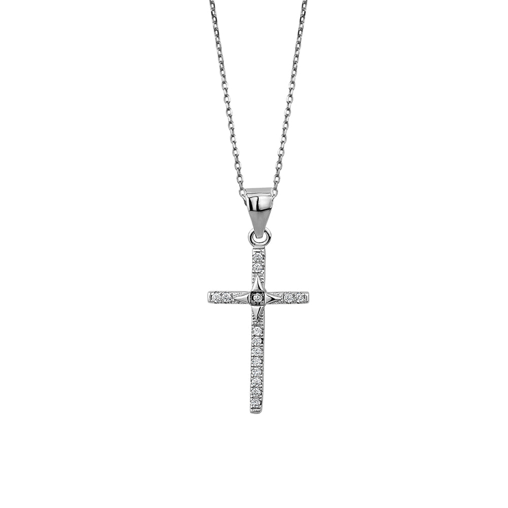 Sterling Silver Cubic Zirconia Polished Cross Pendant
