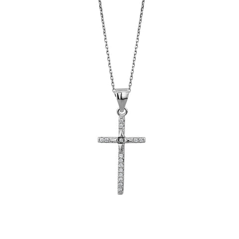 Sterling Silver Cubic Zirconia Polished Cross Pendant