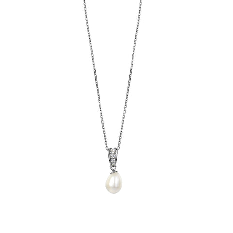 Sterling Silver Cubic Zirconia Pearl Drop Pendant