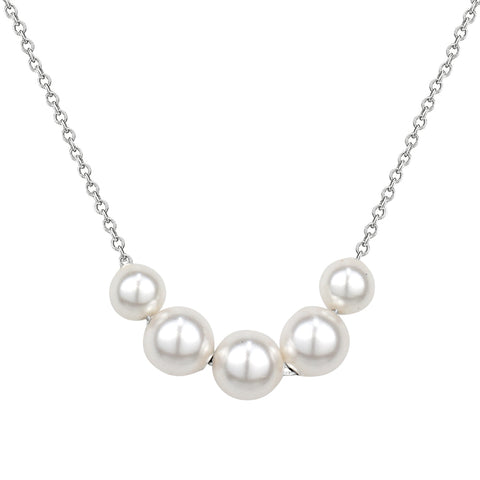 Sterling Silver Graduated Pearl Smile Necklace