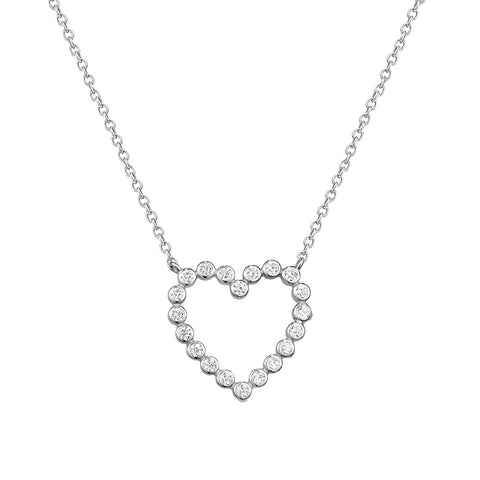 Sterling Silver Cubic Zirconia Bezel Heart Pendant