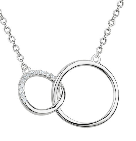 Sterling Silver Cubic Zirconia Friendship Interlocking Circle Necklace