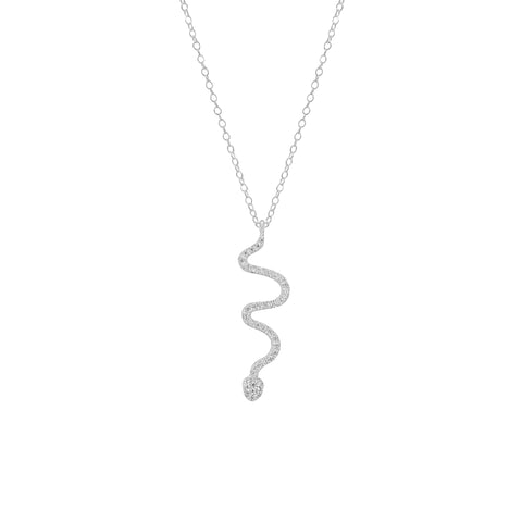 Sterling Silver Cubic Zirconia Snake Necklace