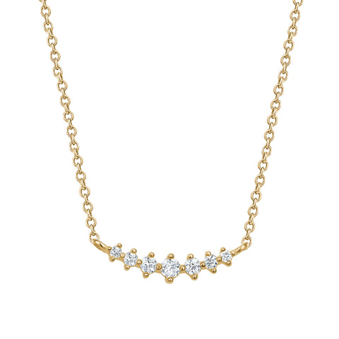 Yellow Gold Cubic Zirconia Graduated Smile Necklace