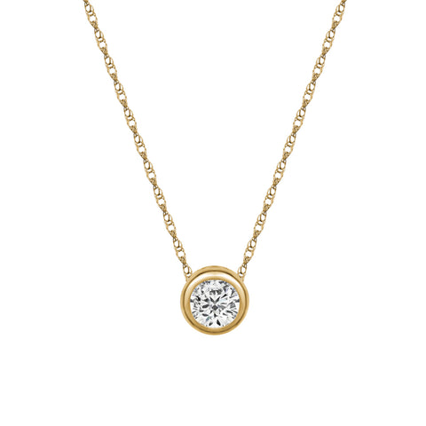 Yellow Gold Cubic Zirconia Bezel Pendant