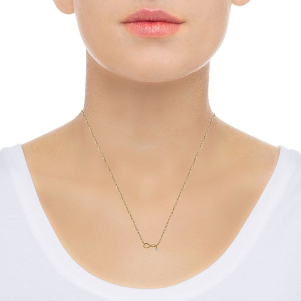 Yellow Gold Cubic Zirconia Infinity Necklace
