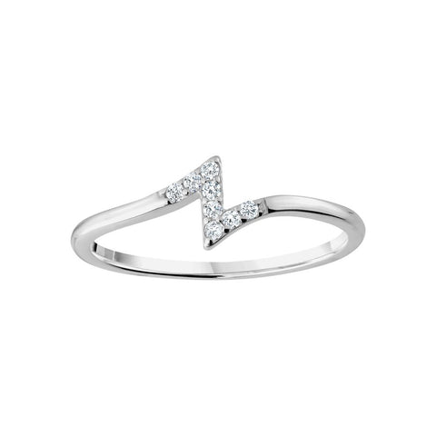 Sterling Silver Cubic Zirconia Lightning Bolt Ring