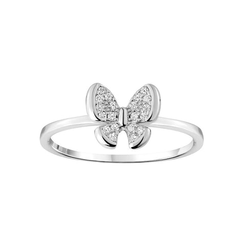 Sterling Silver Cubic Zirconia Butterfly Ring