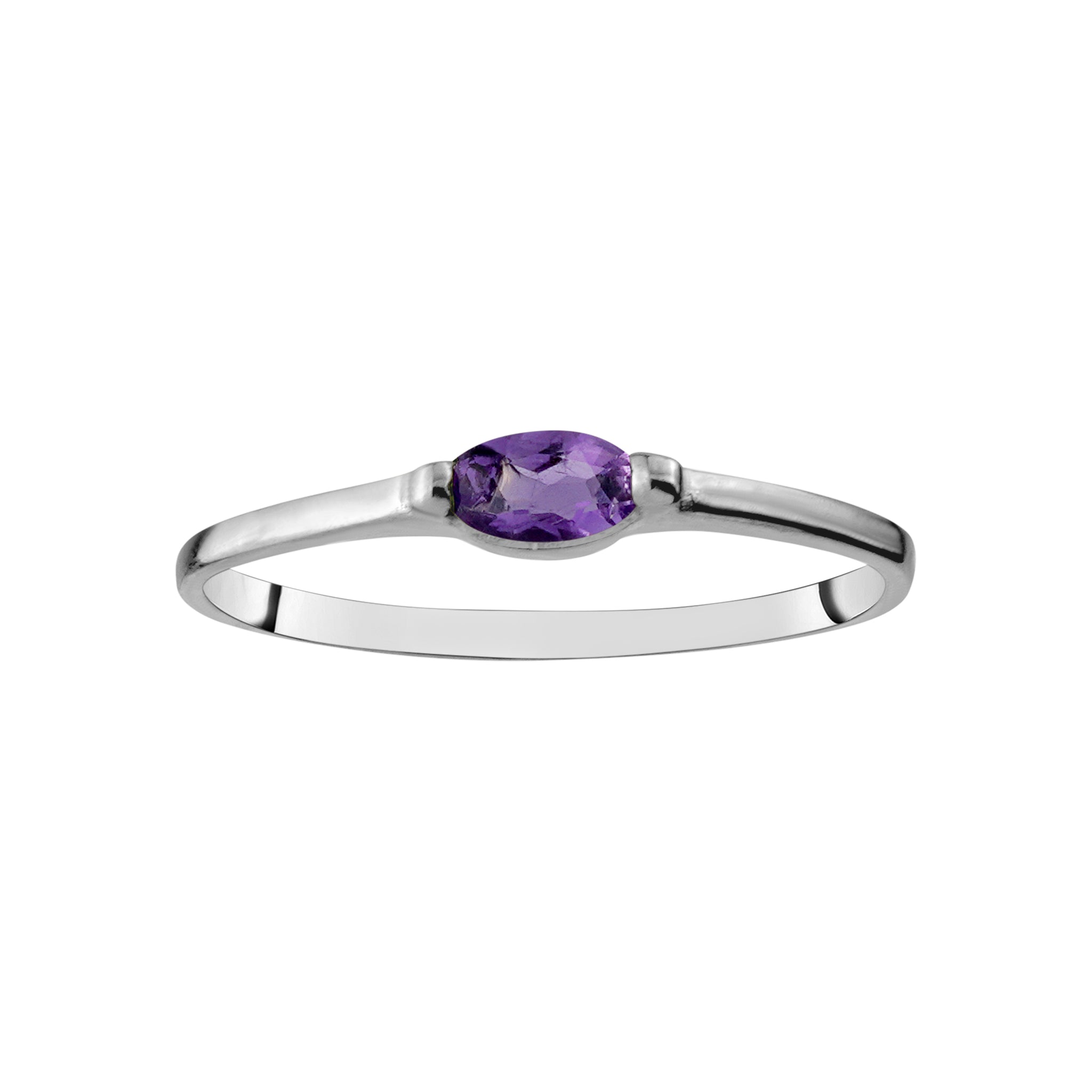 White Gold Genuine Amethyst Marquise Ring Sz 5