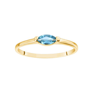 Yellow Gold Genuine Blue Topaz Marquise Ring Sz 5
