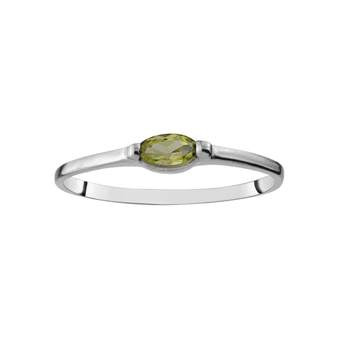 White Gold Genuine Peridot Marquise Ring