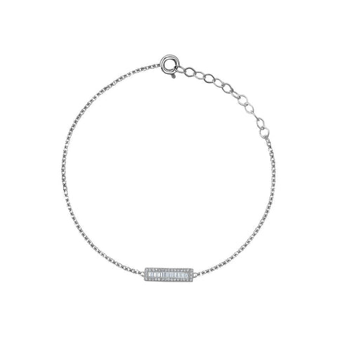 Sterling Silver Cubic Zirconia Baguette Bar Bracelet