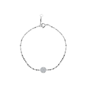 Sterling Silver Cubic Zirconia Circle Twisted Chain Bracelet
