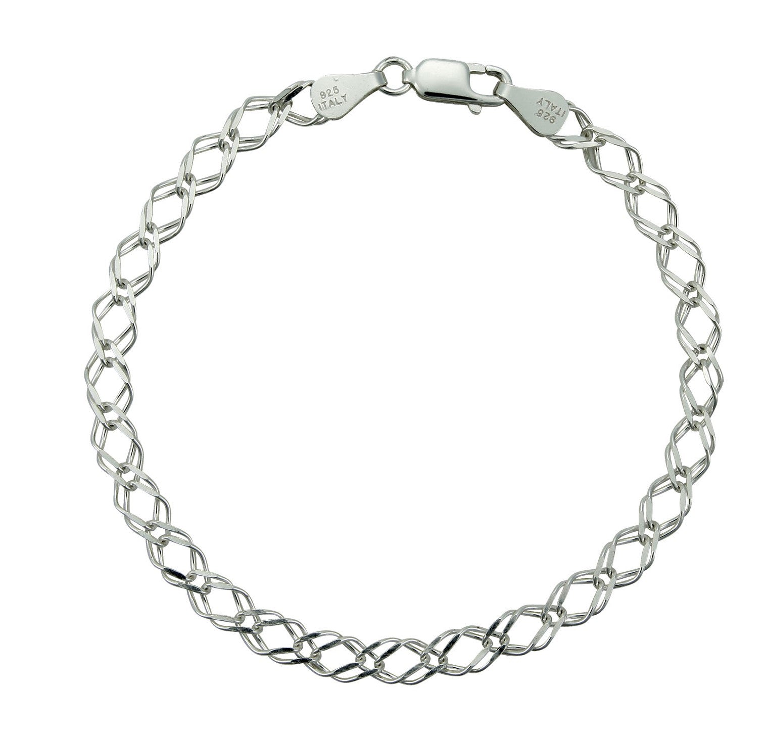 Sterling Silver Diamond Cut Double Link Bracelet