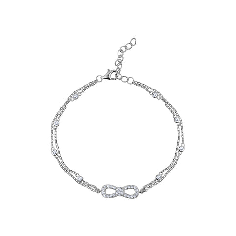 Sterling Silver Cubic Zirconia Double Row Infinity Bracelet