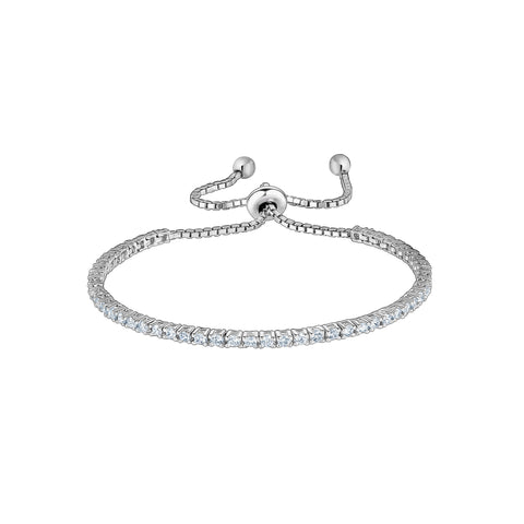 Sterling Silver Cubic Zirconia Adjustable Tennis Bracelet