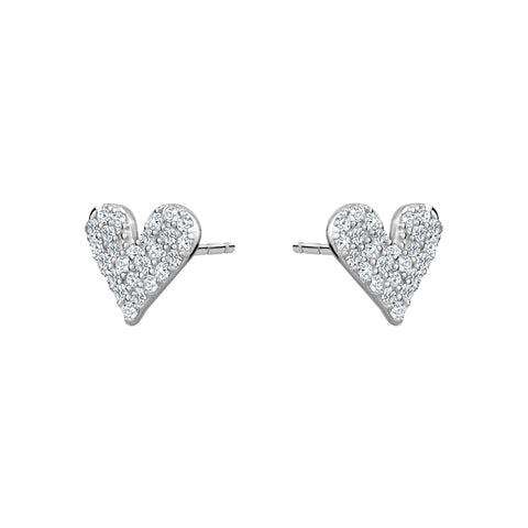 Sterling Silver Cubic Zirconia Heart Studs