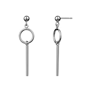 Sterling Silver Open Circle Stick Drop Earrings