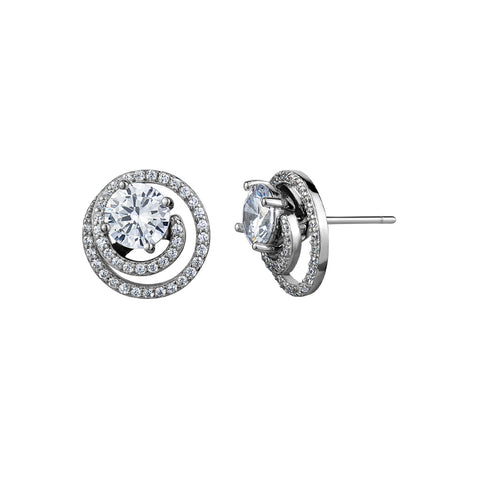 Sterling Silver Cubic Zirconia w/ Ear Jacket Studs