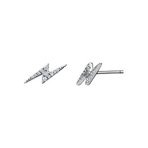 Sterling Silver Cubic Zirconia Thunderbolt Studs