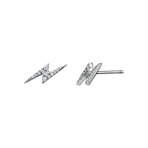 Sterling Silver Cubic Zirconia Thunderbolt Studs