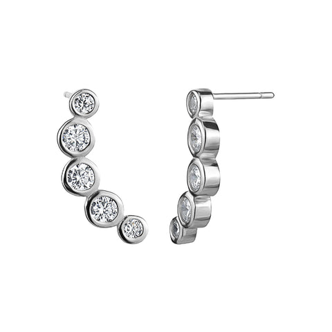 Sterling Silver Bezel Cubic Zirconia Crawlers