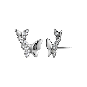 Sterling Silver Cubic Zirconia Butterfly Ear Crawlers