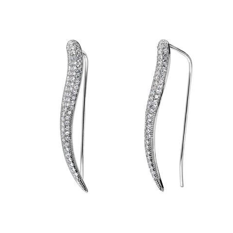 Sterling Silver Cubic Zirconia "S" Drop Earrings