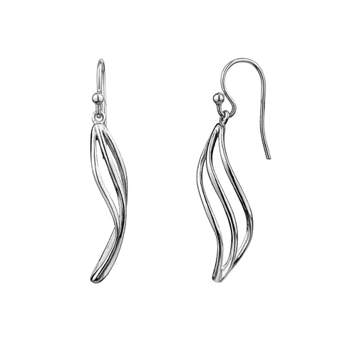 Sterling Silver 3 Row Twisted Drop Earrings