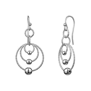 Sterling Silver Multi Diamond Cut Circle Drop Earrings